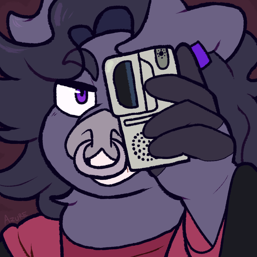 Art of an anthro pig holding up a tape recorder so that it covers their right eye. They're wearing the jacket of the main antagonist of the Saw movies.
