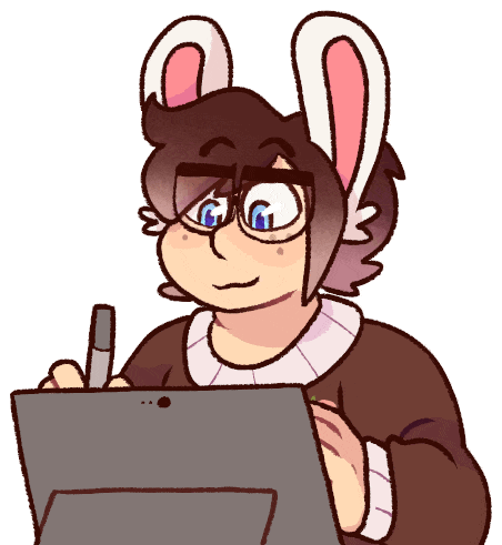 A gif of a person with bunny ears drawing on an art tablet